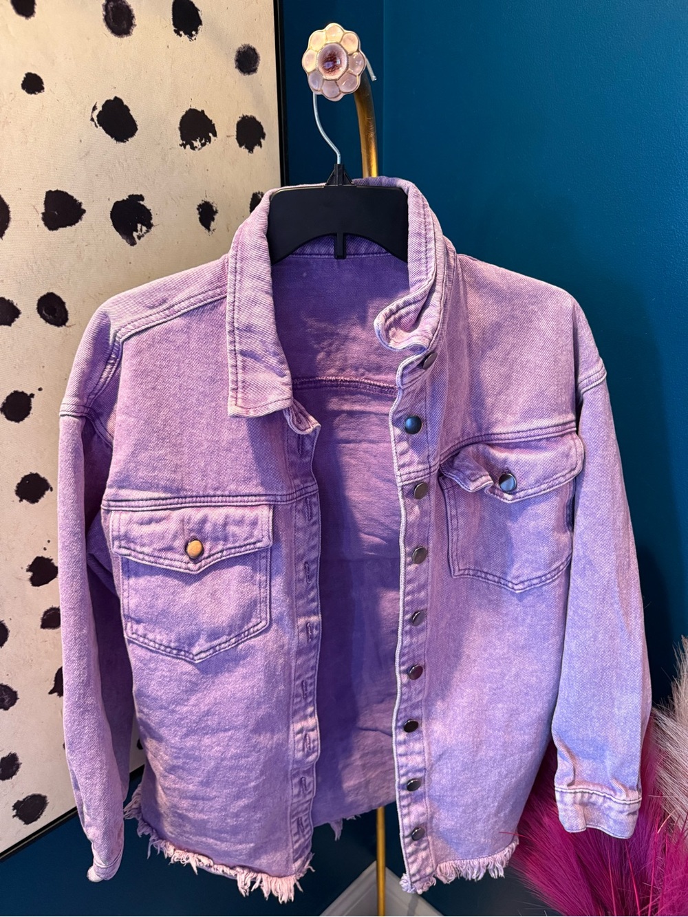 Purple Denim Jacket - Women's Button-Front Jean Coat